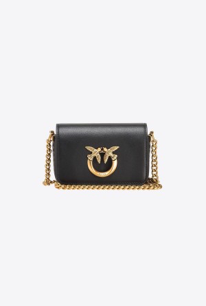 BLACK-ANTIQUE GOLD Pinko Micro Love Bag Click Simply | QMYUV24904